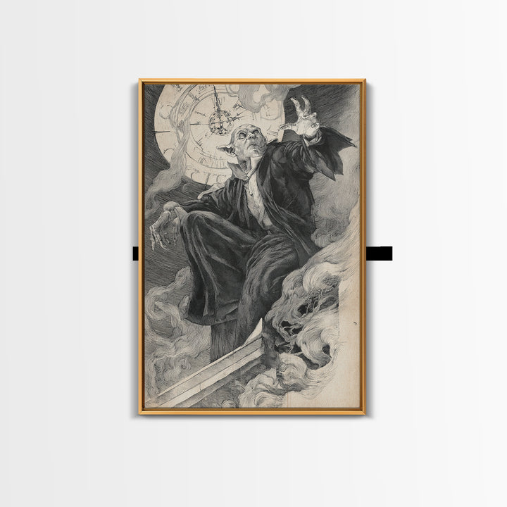 The Thirteenth Bell, Decadent Gothic Art, Vertical Wall Art, Dark Fantasy Wall Art, Framed Canvas Print, Halloween Wall Art