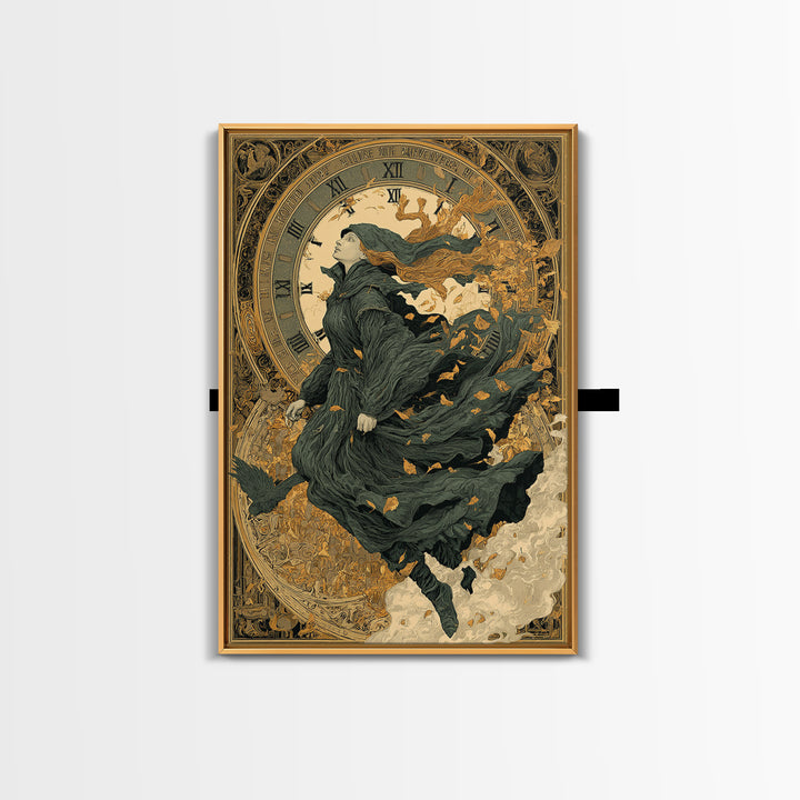 The Thirteenth Bell, Symbolist Death Art, Vertical Wall Art, Dark Fantasy Wall Art, Framed Canvas Print, Halloween Wall Art