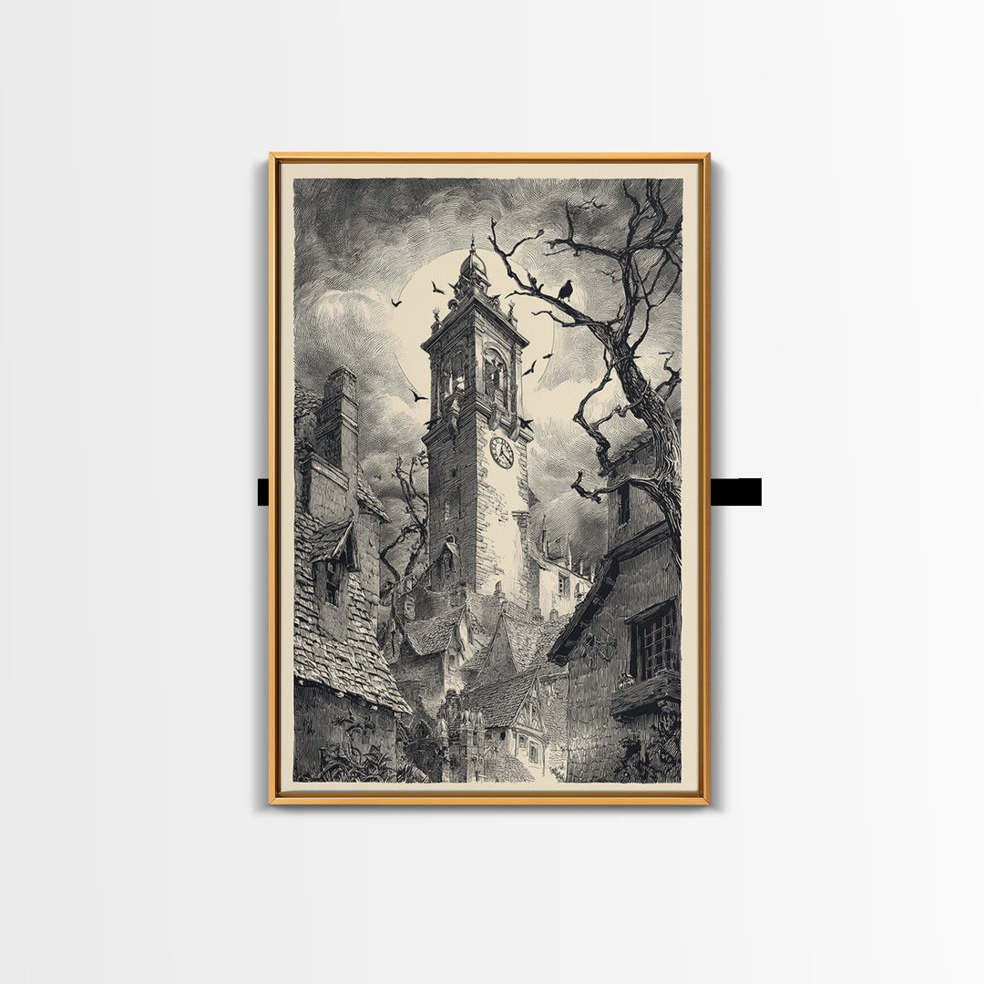 The Thirteenth Bell, Victorian Macabre Art, Vertical Wall Art, Gothic Horror Wall Art, Canvas Print, Halloween Wall Art