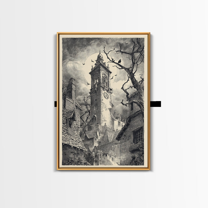 The Thirteenth Bell, Victorian Macabre Art, Vertical Wall Art, Gothic Horror Wall Art, Canvas Print, Halloween Wall Art