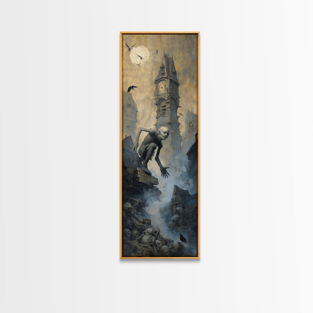 The Thirteenth Bell, Surreal Apocalyptic Art, Tall Narrow Wall Art, Gothic Horror Wall Art, Framed Canvas Print, Halloween Wall Art