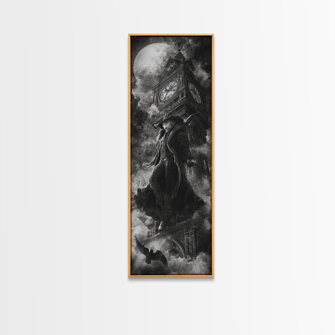 The Thirteenth Bell, Biomechanical Horror Art, Tall Narrow Wall Art, Gothic Horror Wall Art, Framed Canvas Print, Halloween Wall Art