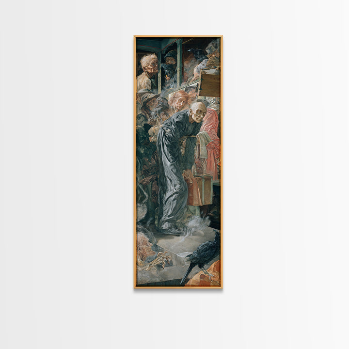 The Ghost Train Arrival, Dark Renaissance Art, Tall Narrow Wall Art, Dark Fantasy Wall Art, Framed Canvas Print