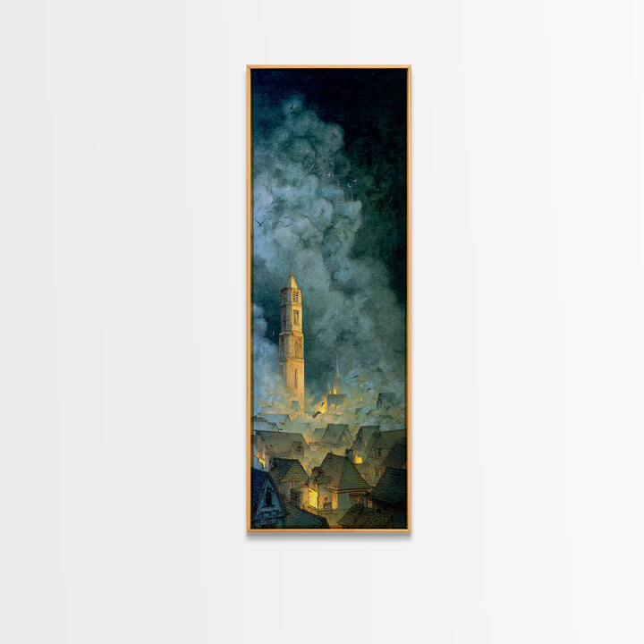 The Halloween Storm, Surreal Apocalyptic Art, Tall Narrow Wall Art, Dark Halloween Decor, Canvas Print, Halloween Wall Art