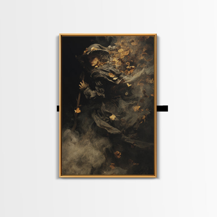 The First Frost Awakening, Baroque Witchcraft Art, Vertical Wall Art, Dark Halloween Decor, Framed Canvas Print, Halloween Wall Art