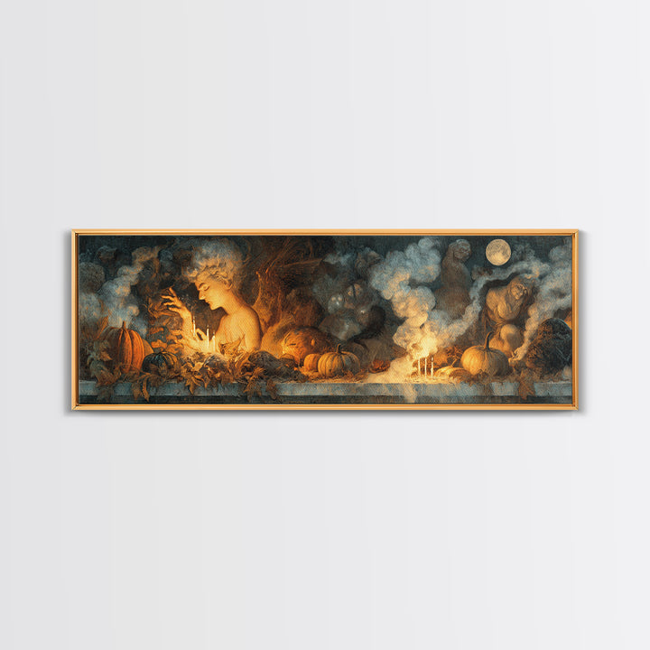 The First Frost Awakening, Visionary Gothic Art, Extra Wide Wall Art, Macabre Wall Art, Canvas Print, Halloween Wall Art