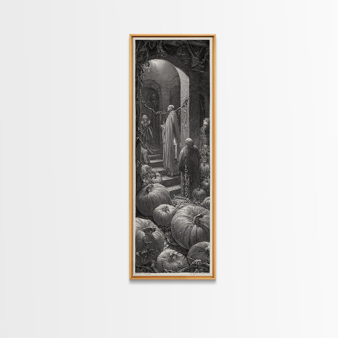 The First Frost Awakening, Architectural Etching Art, Tall Narrow Wall Art, Dark Fantasy Wall Art, Canvas Print