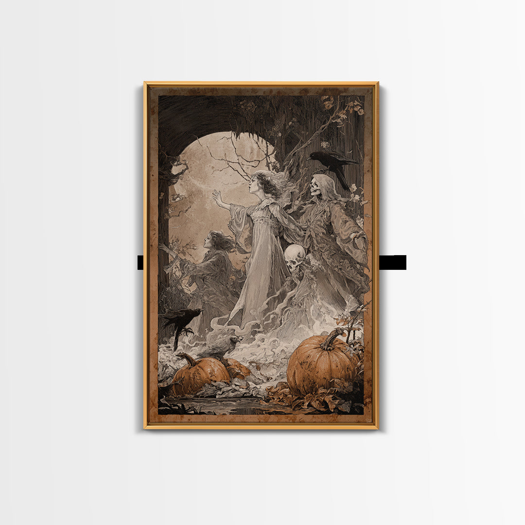 The First Frost Awakening, Decadent Gothic Art, Vertical Wall Art, Gothic Horror Wall Art, Framed Canvas Print, Halloween Wall Art