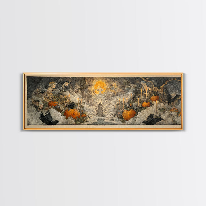 The First Frost Awakening, Expressionist Nightmare Art, Extra Wide Wall Art, Dark Fantasy Wall Art, Canvas Print, Halloween Wall Art