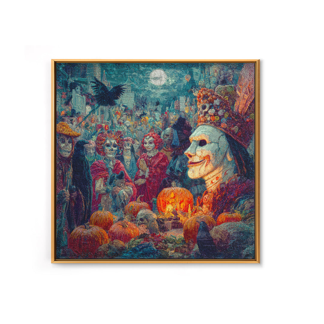 The First Frost Awakening, Grotesque Carnival Art, Square Wall Art, Macabre Wall Art, Canvas Print, Halloween Wall Art, Spooky Wall Decor