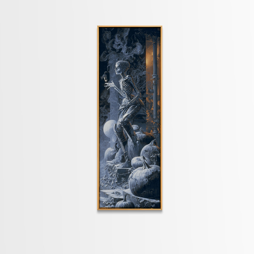 The First Frost Awakening, Biomechanical Horror Art, Tall Narrow Wall Art, Dark Fantasy Wall Art, Canvas Print, Halloween Wall Art