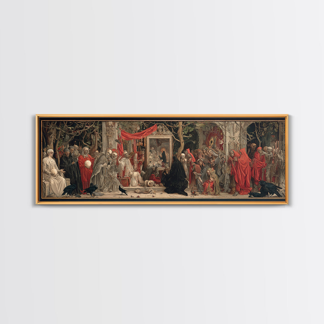 The Cursed Mirror, Dark Renaissance Art, Extra Wide Wall Art, Macabre Wall Art, Canvas Print, Halloween Wall Art, Horror Wall Art