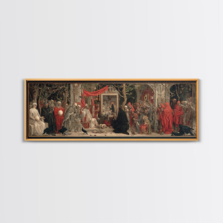 The Cursed Mirror, Dark Renaissance Art, Extra Wide Wall Art, Macabre Wall Art, Canvas Print, Halloween Wall Art, Horror Wall Art