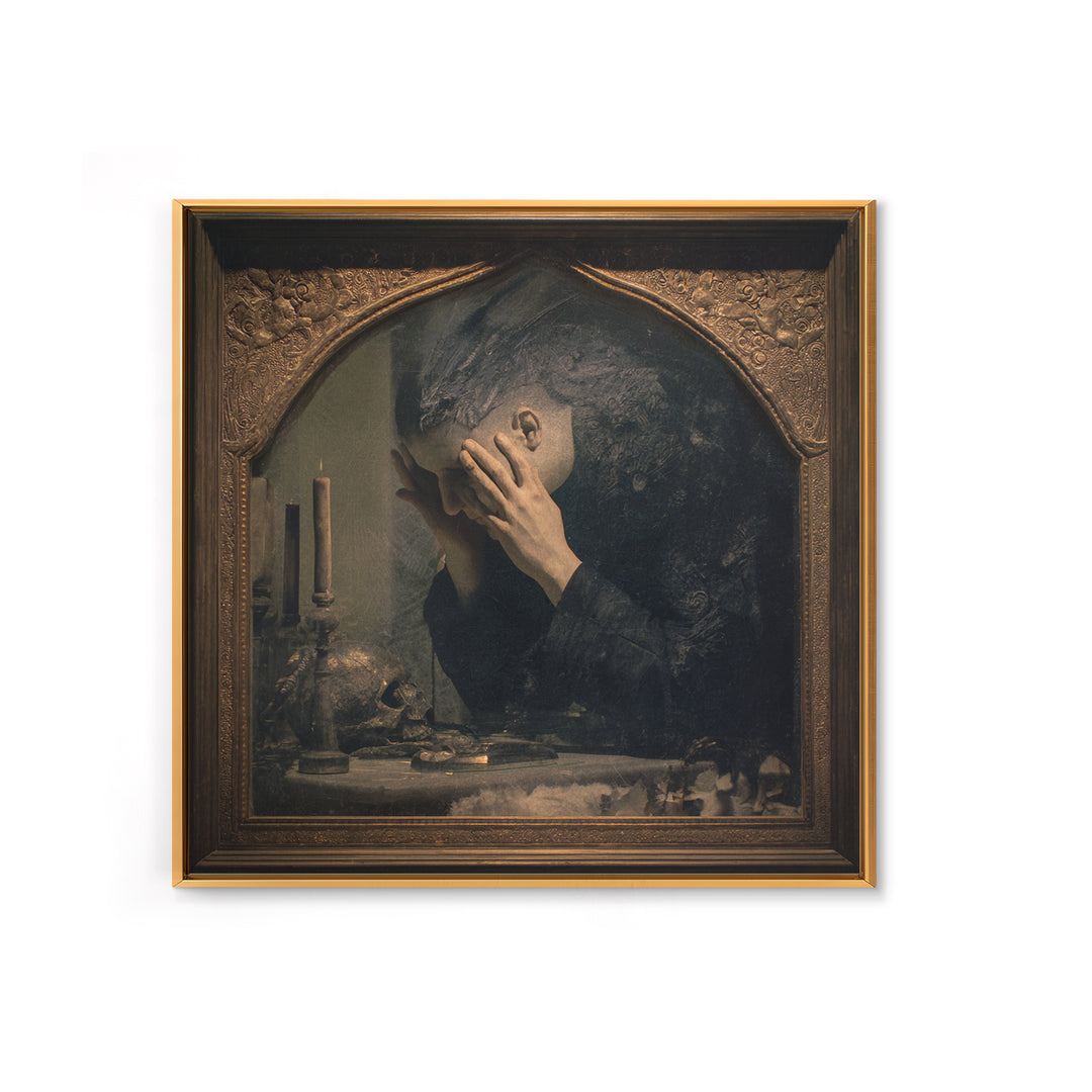 The Cursed Mirror, Dark Symbolist Art, Square Wall Art, Macabre Wall Art, Canvas Print, Halloween Wall Art, Collectible Wall Decor