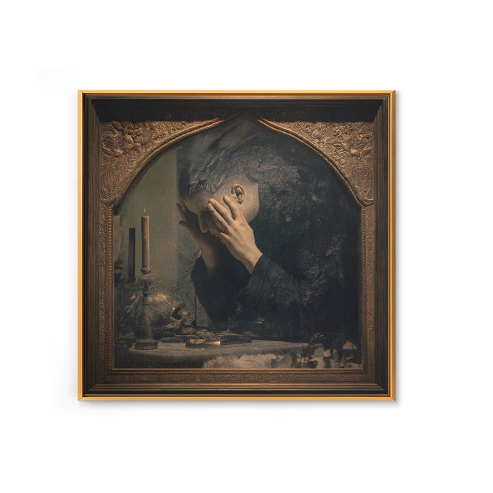 The Cursed Mirror, Dark Symbolist Art, Square Wall Art, Macabre Wall Art, Canvas Print, Halloween Wall Art, Collectible Wall Decor