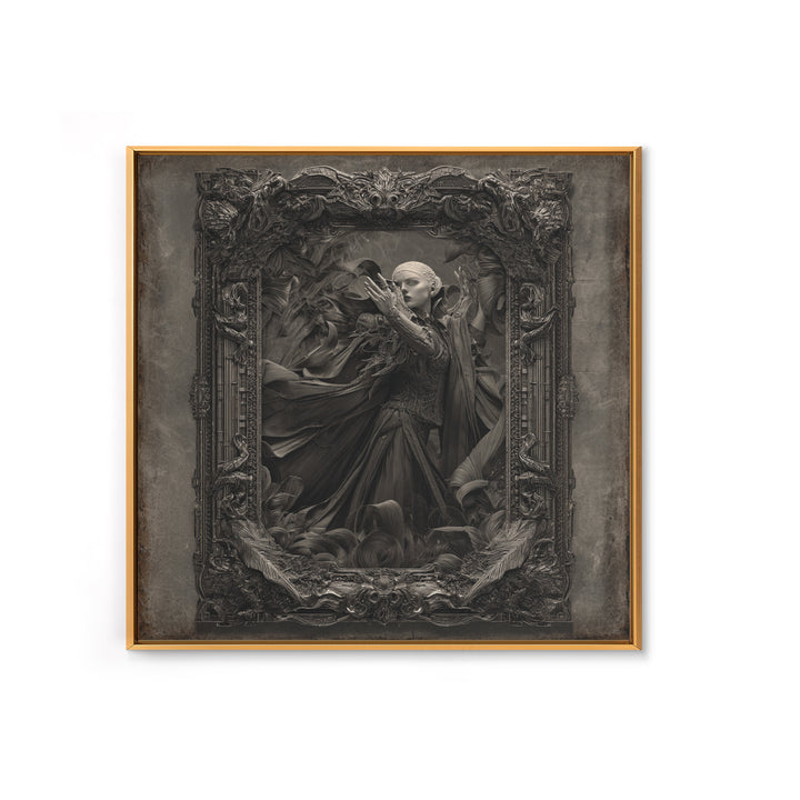 The Cursed Mirror, Biomechanical Horror Art, Square Wall Art, Dark Halloween Decor, Canvas Print, Halloween Wall Art, Macabre Wall Art