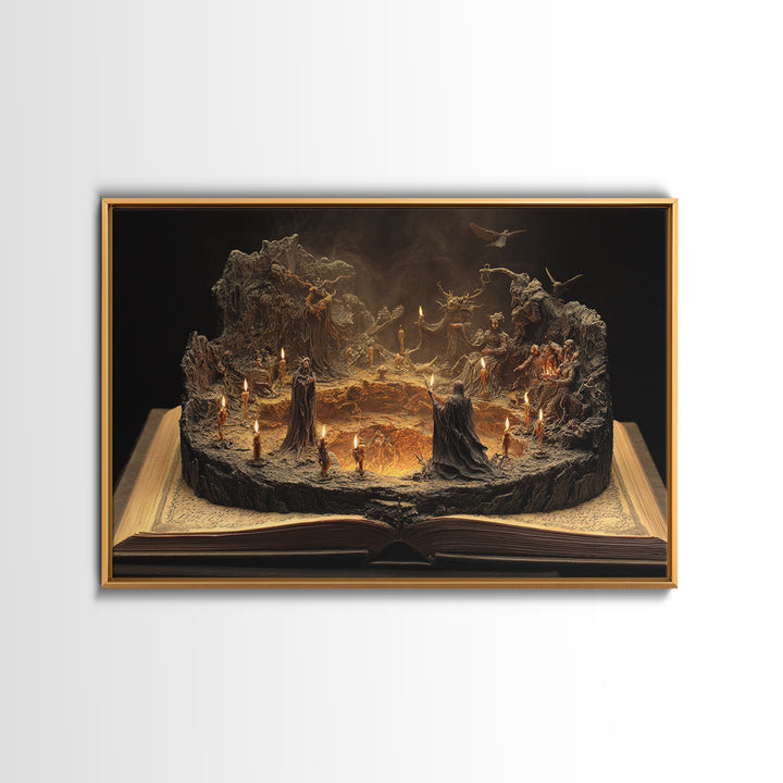 The Living Spellbook, Baroque Witchcraft Art, Landscape Wall Art, Gothic Horror Wall Art, Framed Canvas Print, Halloween Wall Art