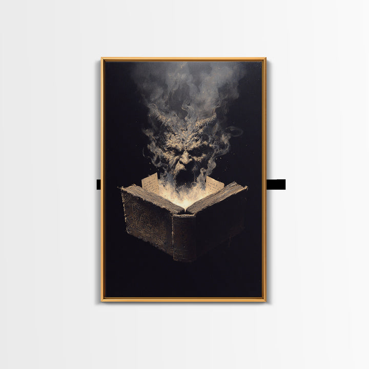 The Living Spellbook, Dark Romantic Horror Art, Vertical Wall Art, Gothic Horror Wall Art, Framed Canvas Print, Halloween Wall Art