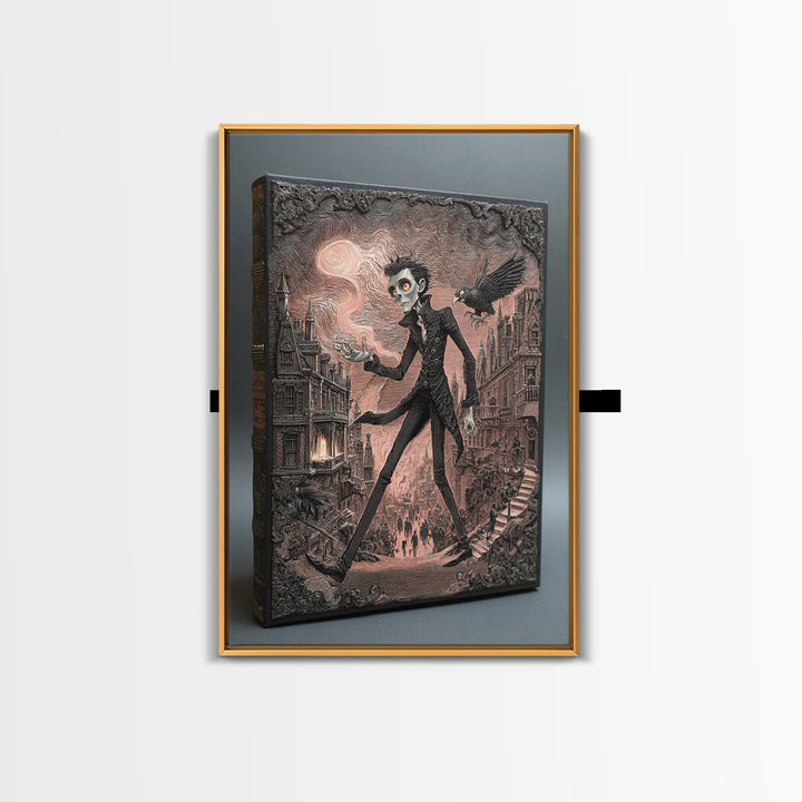 The Living Spellbook, Victorian Macabre Art, Vertical Wall Art, Gothic Horror Wall Art, Canvas Print, Halloween Wall Art