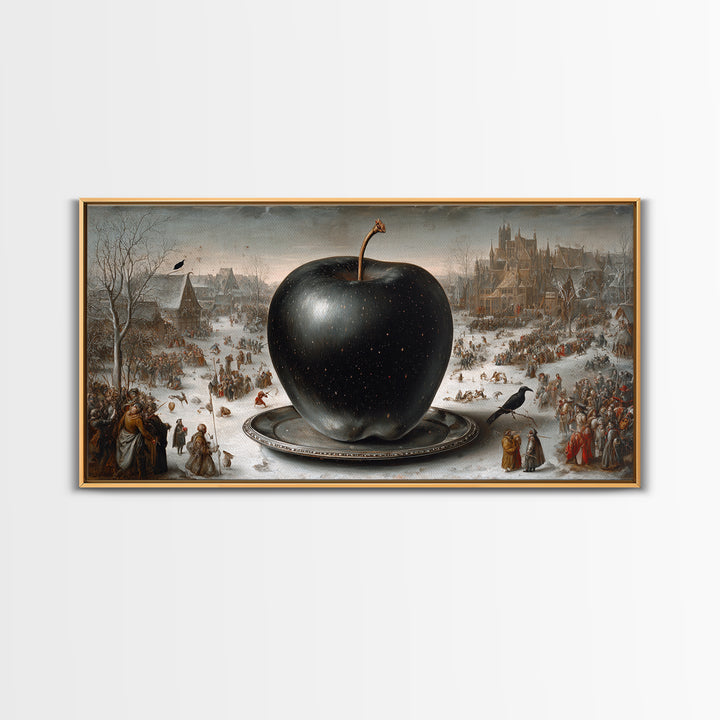The Poisoned Apple, Northern Renaissance Horror, Wide Panoramic Art, Dark Fantasy Wall Art, Framed Canvas Print, Halloween Decor