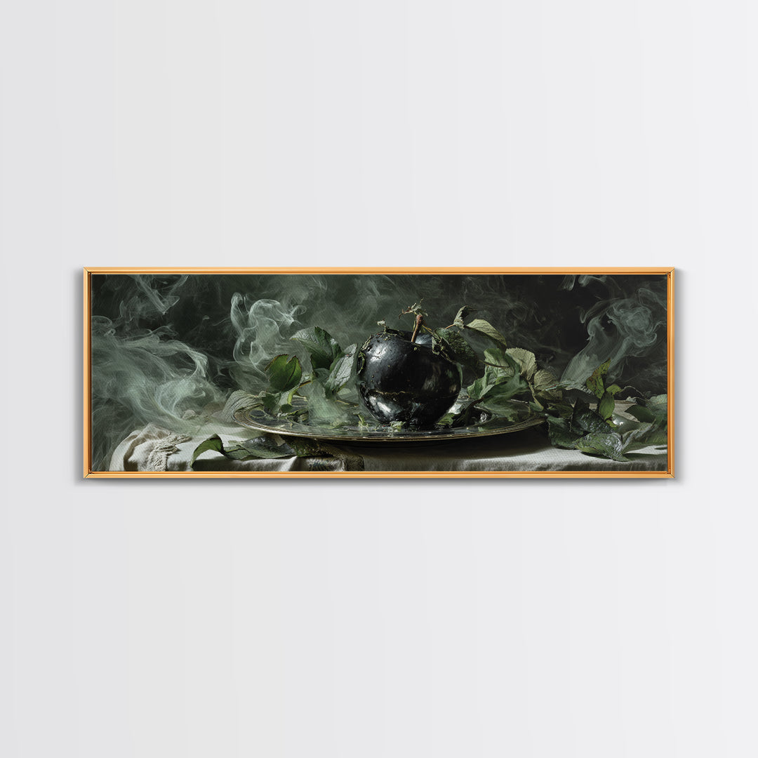 The Poisoned Apple, Dark Renaissance Art, Extra Wide Wall Art, Dark Halloween Decor, Framed Canvas Print, Halloween Wall Art