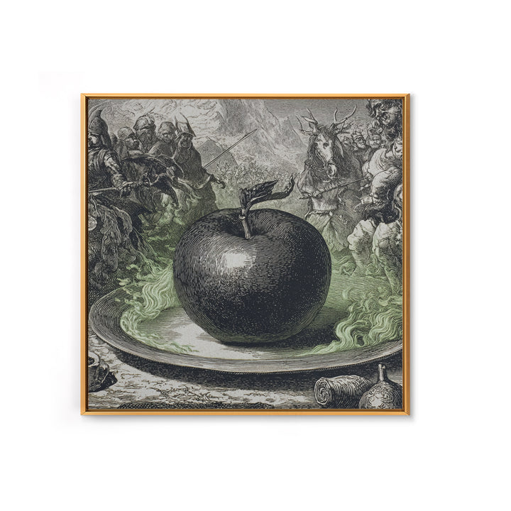 The Poisoned Apple, Renaissance Engraving Art, Square Wall Art, Dark Fantasy Wall Art, Canvas Print, Halloween Wall Art, Gothic Home Decor