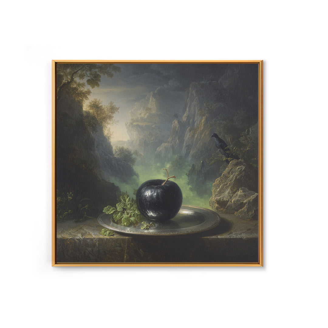 The Poisoned Apple, Baroque Witchcraft Art, Square Wall Art, Dark Halloween Decor, Framed Canvas Print, Halloween Wall Art
