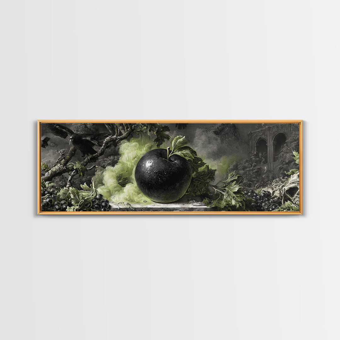 The Poisoned Apple, Dark Romantic Horror Art, Extra Wide Wall Art, Dark Halloween Decor, Canvas Print, Halloween Wall Art