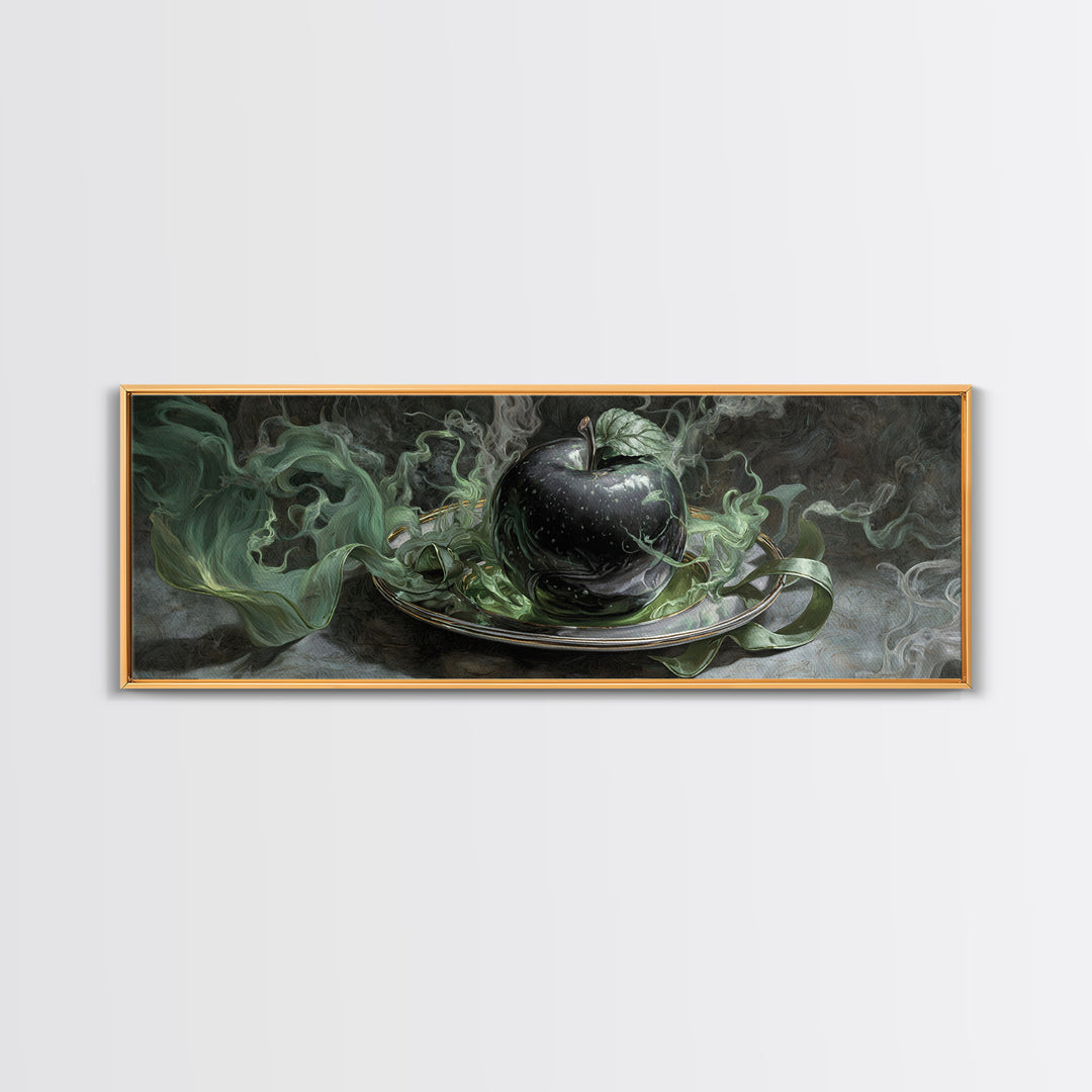The Poisoned Apple, Visionary Gothic Art, Extra Wide Wall Art, Gothic Horror Wall Art, Framed Canvas Print, Halloween Wall Art