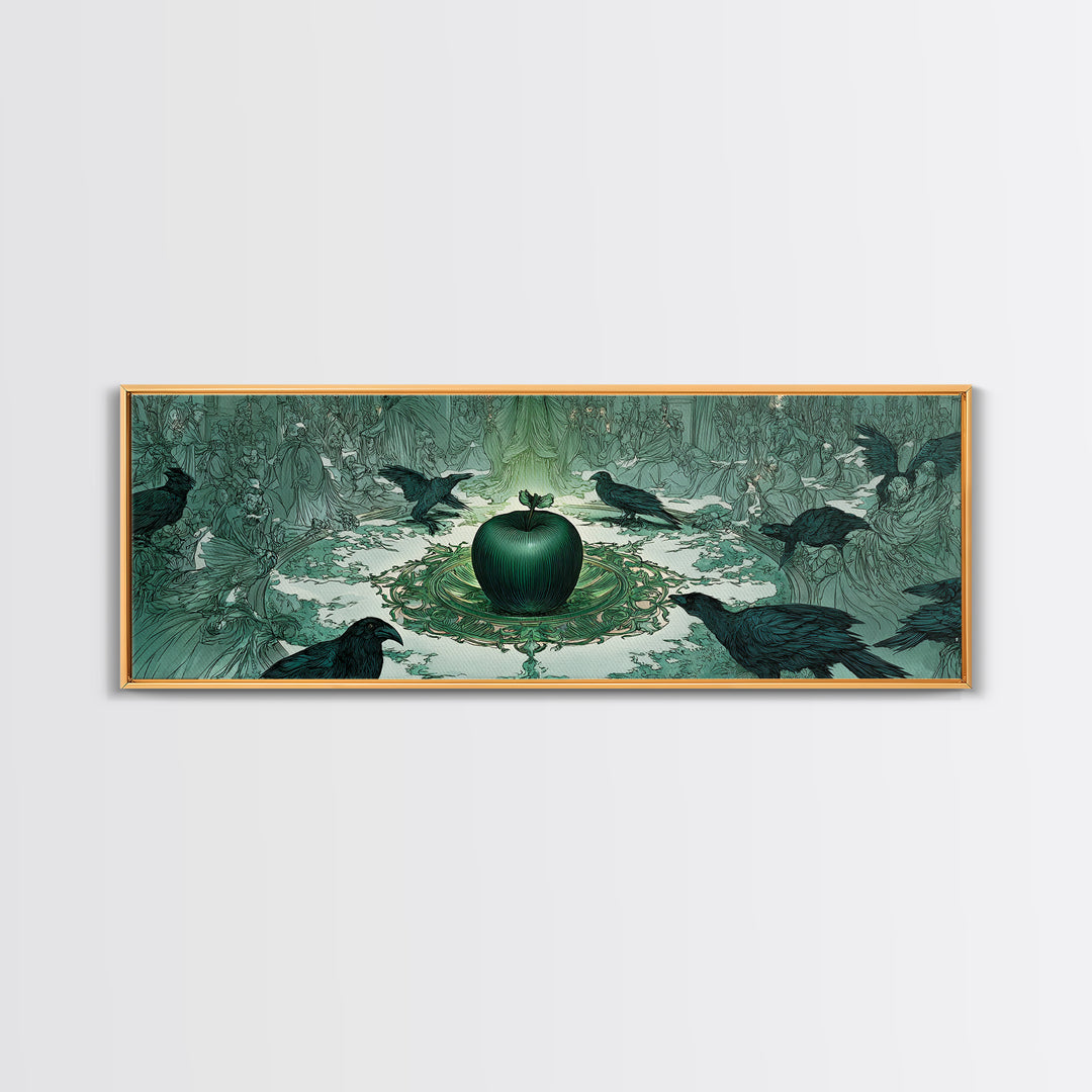 The Poisoned Apple, Symbolist Death Art, Extra Wide Wall Art, Macabre Wall Art, Canvas Print, Halloween Wall Art