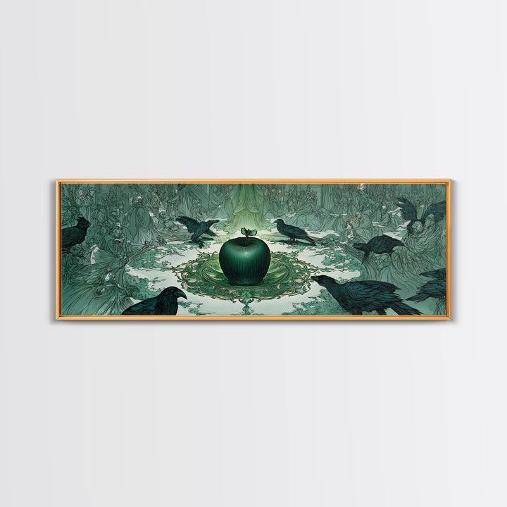 The Poisoned Apple, Symbolist Death Art, Extra Wide Wall Art, Macabre Wall Art, Canvas Print, Halloween Wall Art