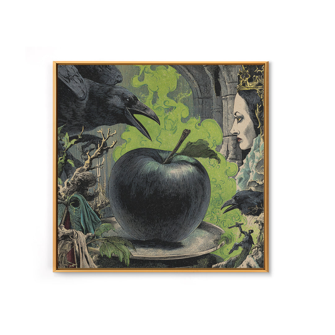 The Poisoned Apple, Symbolist Etching Art, Square Wall Art, Dark Fantasy Wall Art, Canvas Print, Halloween Wall Art, Gothic Home Decor