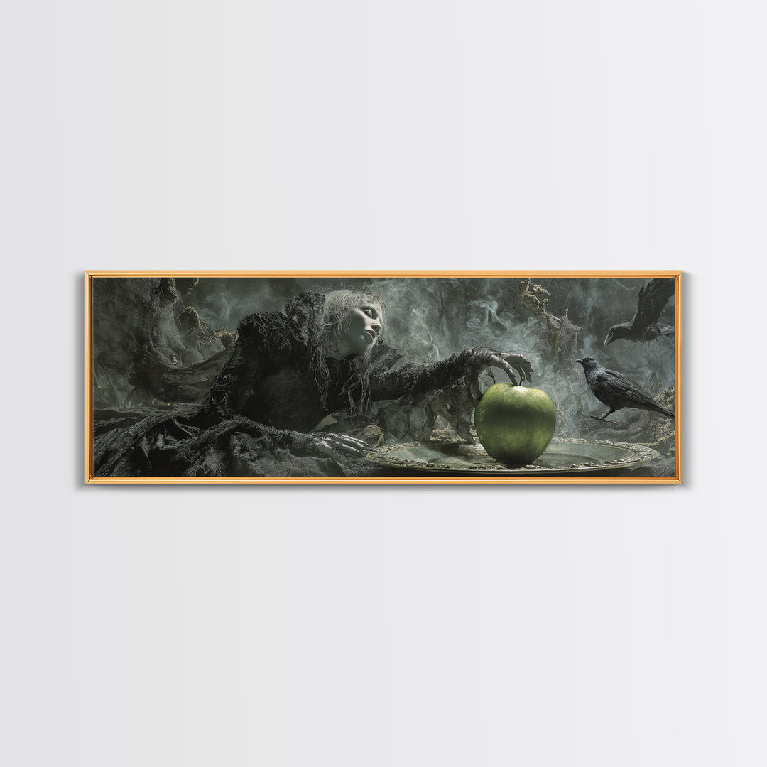 The Poisoned Apple, Expressionist Nightmare Art, Extra Wide Wall Art, Gothic Horror Wall Art, Framed Canvas Print, Halloween Wall Art