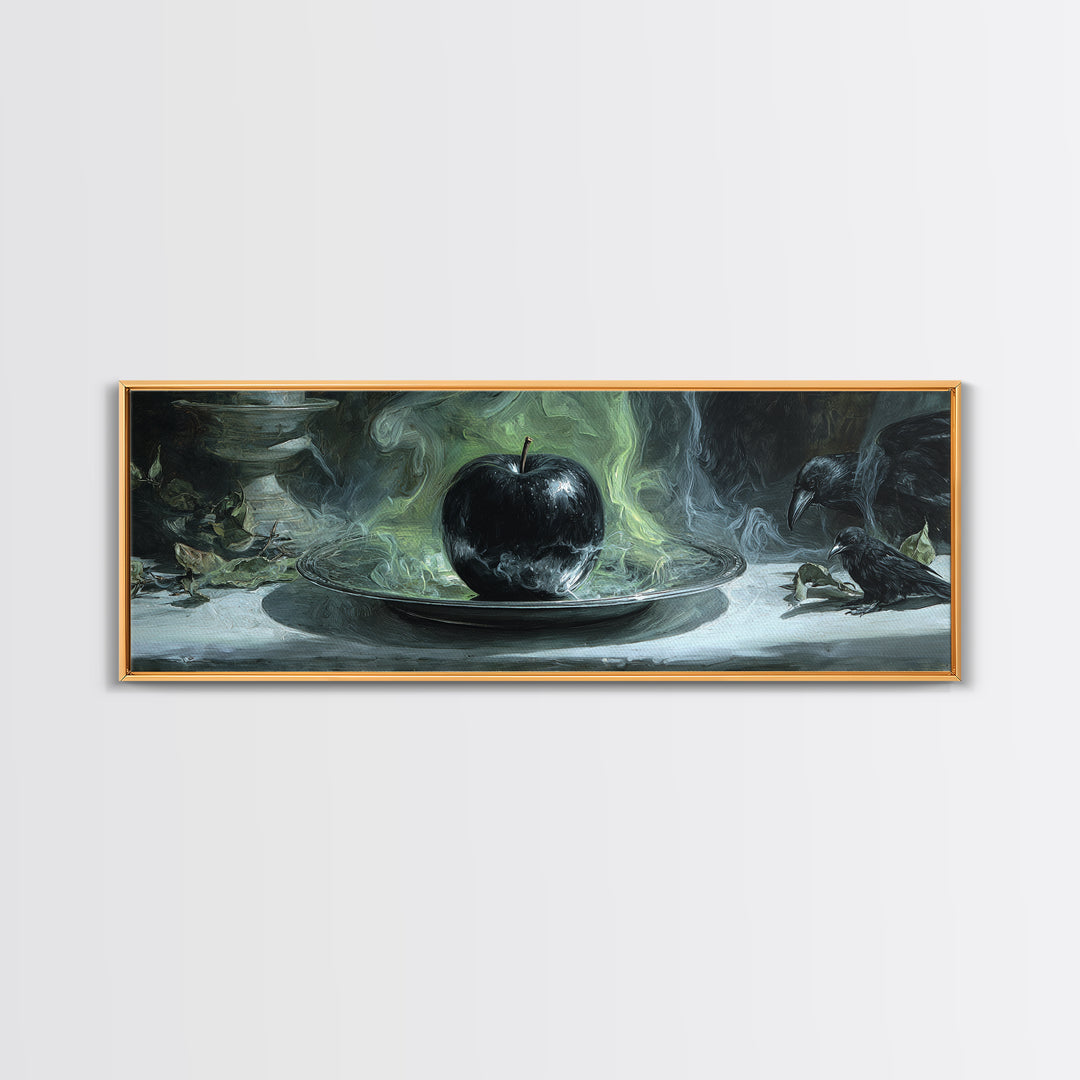 The Poisoned Apple, Expressionist Gothic Art, Extra Wide Wall Art, Dark Halloween Decor, Framed Canvas Print, Halloween Wall Art