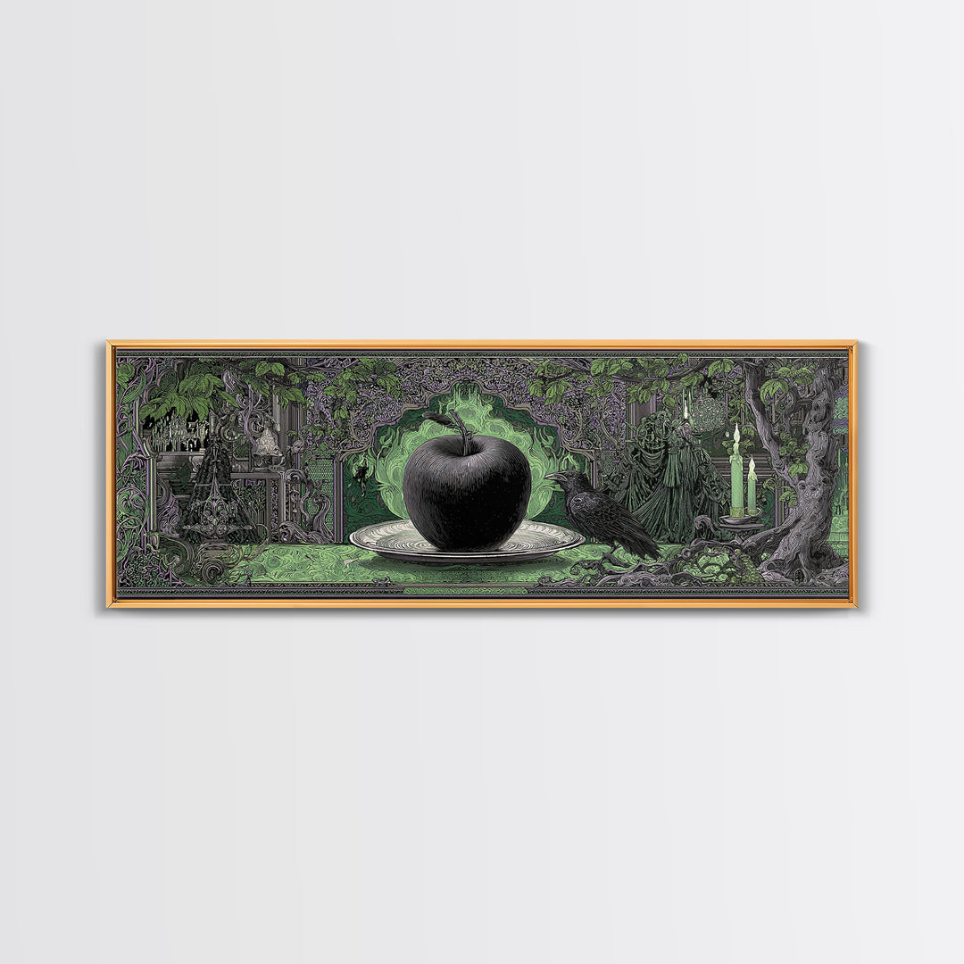 The Poisoned Apple, Stained Glass Gothic Art, Extra Wide Wall Art, Macabre Wall Art, Canvas Print, Halloween Wall Art, Statement Wall Art