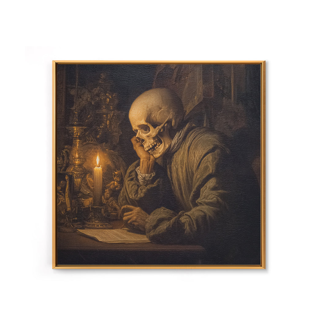 The Talking Skull, Danse Macabre Art, Square Wall Art, Gothic Horror Wall Art, Canvas Print, Halloween Wall Art