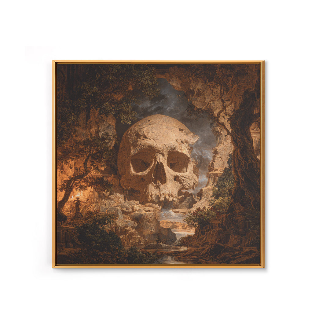 The Talking Skull, Baroque Witchcraft Art, Square Wall Art, Gothic Horror Wall Art, Canvas Print, Halloween Wall Art, Dark Fantasy Art