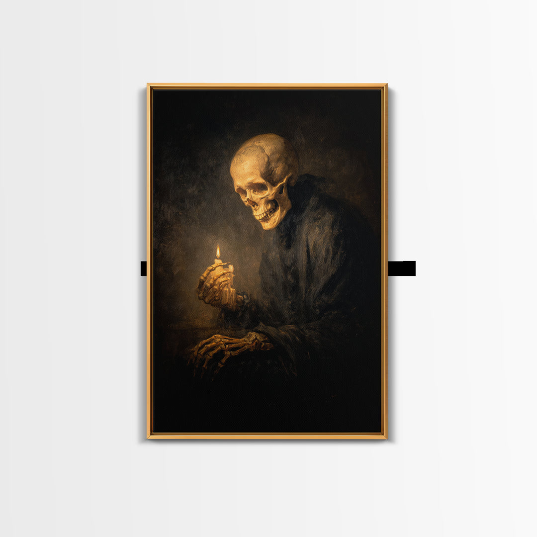 The Talking Skull, Dark Romantic Horror Art, Vertical Wall Art, Dark Halloween Decor, Framed Canvas Print, Halloween Wall Art