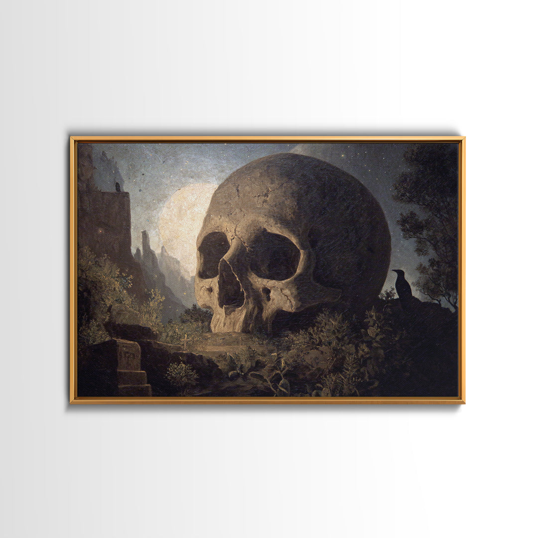 The Talking Skull, Romantic Gothic Landscape, Landscape Wall Art, Macabre Wall Art, Canvas Print, Halloween Wall Art
