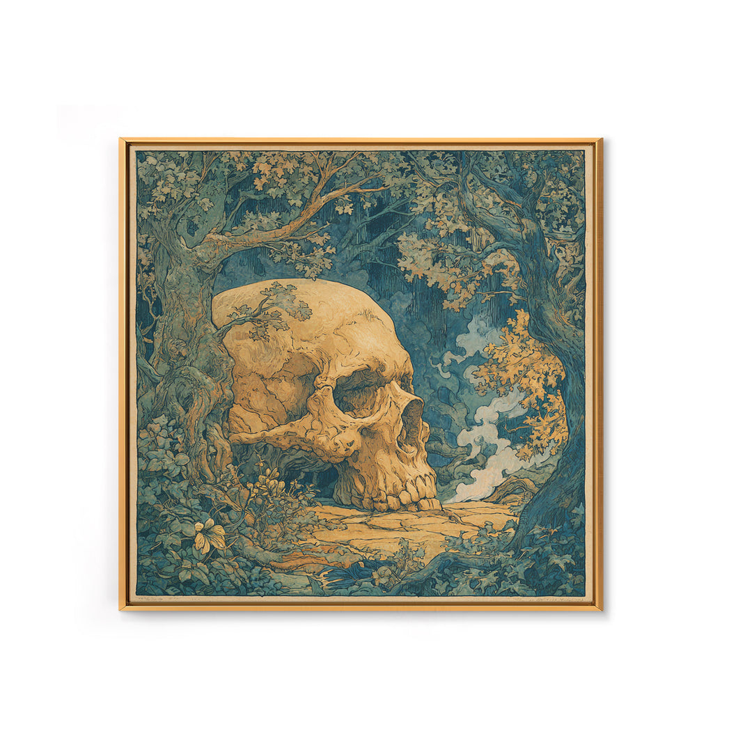 The Talking Skull, Gothic Storybook Art, Square Wall Art, Gothic Horror Wall Art, Framed Canvas Print, Halloween Wall Art