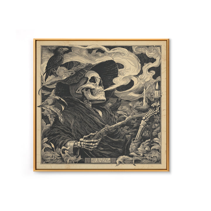 The Talking Skull, Macabre Folk Print Art, Square Wall Art, Gothic Horror Wall Art, Canvas Print, Halloween Wall Art