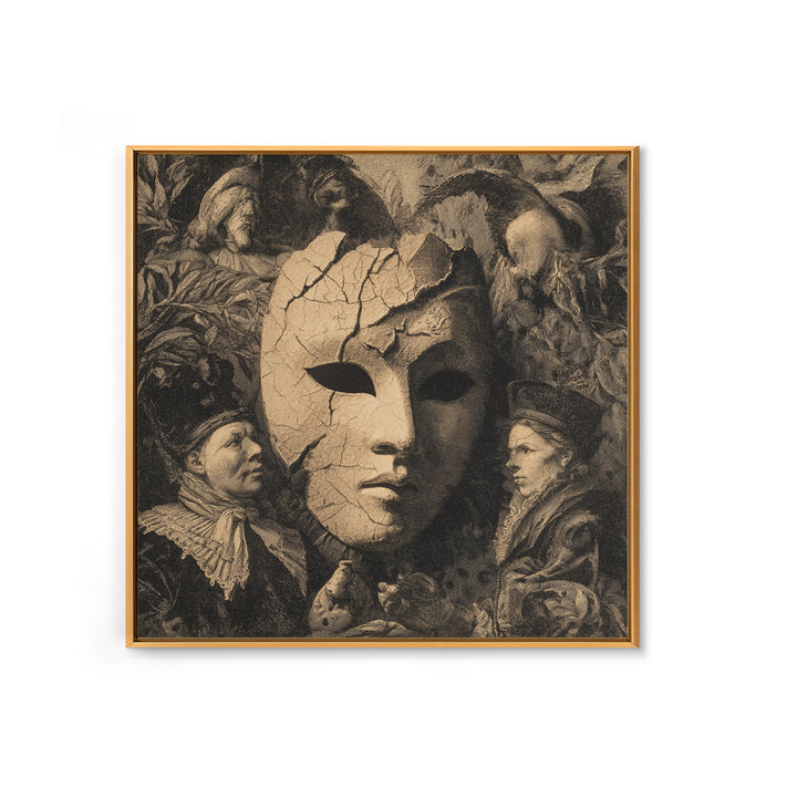 The Cracked Porcelain Mask, Danse Macabre Art, Square Wall Art, Gothic Horror Wall Art, Canvas Print, Halloween Wall Art