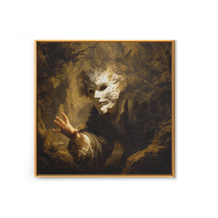 The Cracked Porcelain Mask, Baroque Witchcraft Art, Square Wall Art, Macabre Wall Art, Canvas Print, Halloween Wall Art, Halloween Decor