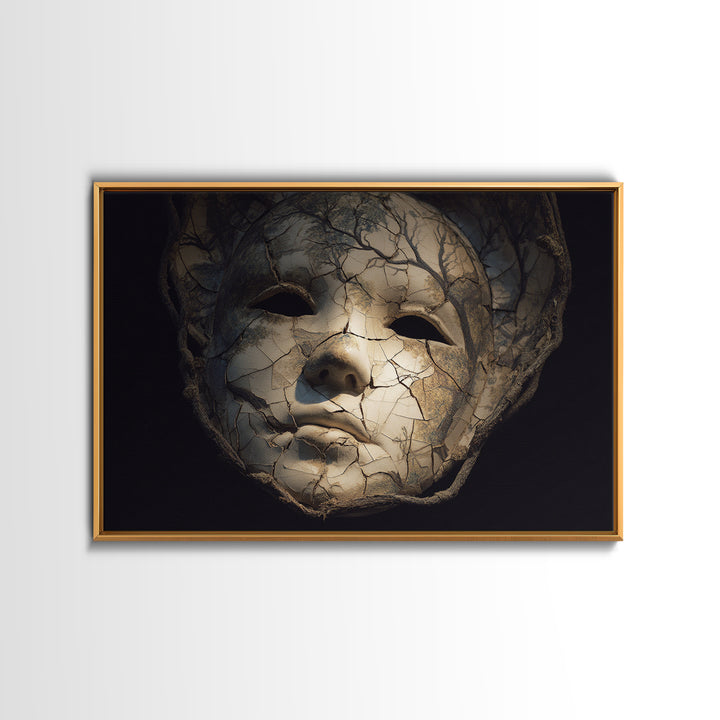 The Cracked Porcelain Mask, Romantic Gothic Landscape, Landscape Wall Art, Dark Halloween Decor, Framed Canvas Print