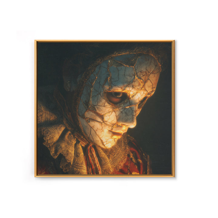 The Cracked Porcelain Mask, Decadent Gothic Art, Square Wall Art, Dark Fantasy Wall Art, Canvas Print, Halloween Wall Art