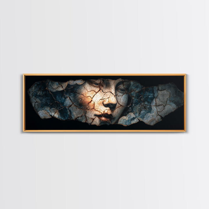 The Cracked Porcelain Mask, Expressionist Gothic Art, Extra Wide Wall Art, Gothic Horror Wall Art, Canvas Print, Halloween Wall Art
