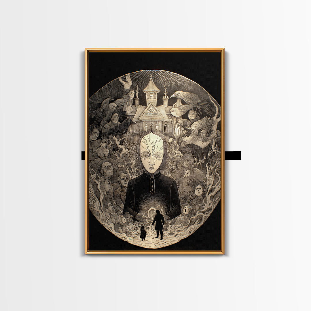 The Cracked Porcelain Mask, Victorian Macabre Art, Vertical Wall Art, Dark Fantasy Wall Art, Framed Canvas Print, Halloween Wall Art