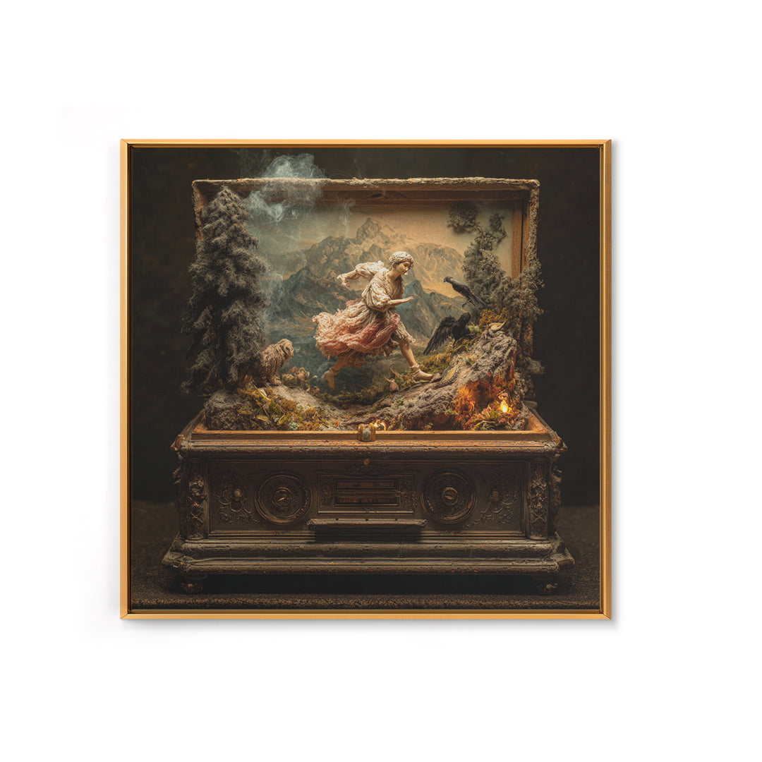 The Haunted Music Box, Baroque Witchcraft Art, Square Wall Art, Dark Halloween Decor, Canvas Print, Halloween Wall Art