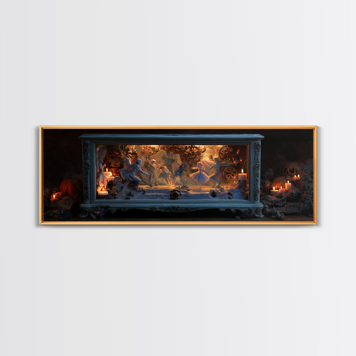 The Haunted Music Box, Visionary Gothic Art, Extra Wide Wall Art, Gothic Horror Wall Art, Canvas Print, Halloween Wall Art