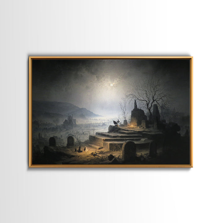 The Haunted Music Box, Romantic Gothic Landscape, Landscape Wall Art, Gothic Horror Wall Art, Framed Canvas Print